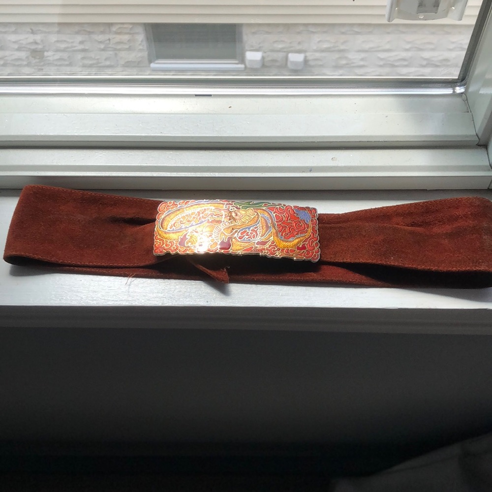 Maureen Elaine vintage suede dragon buckle belt